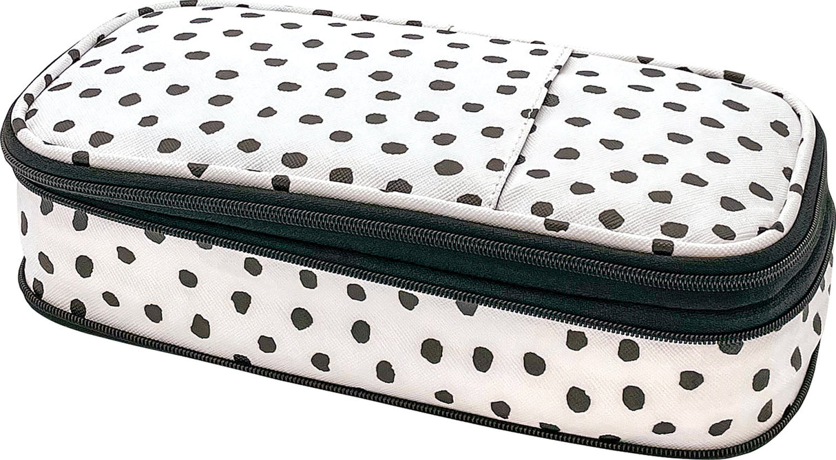 Black Painted Dots on White Pencil Case