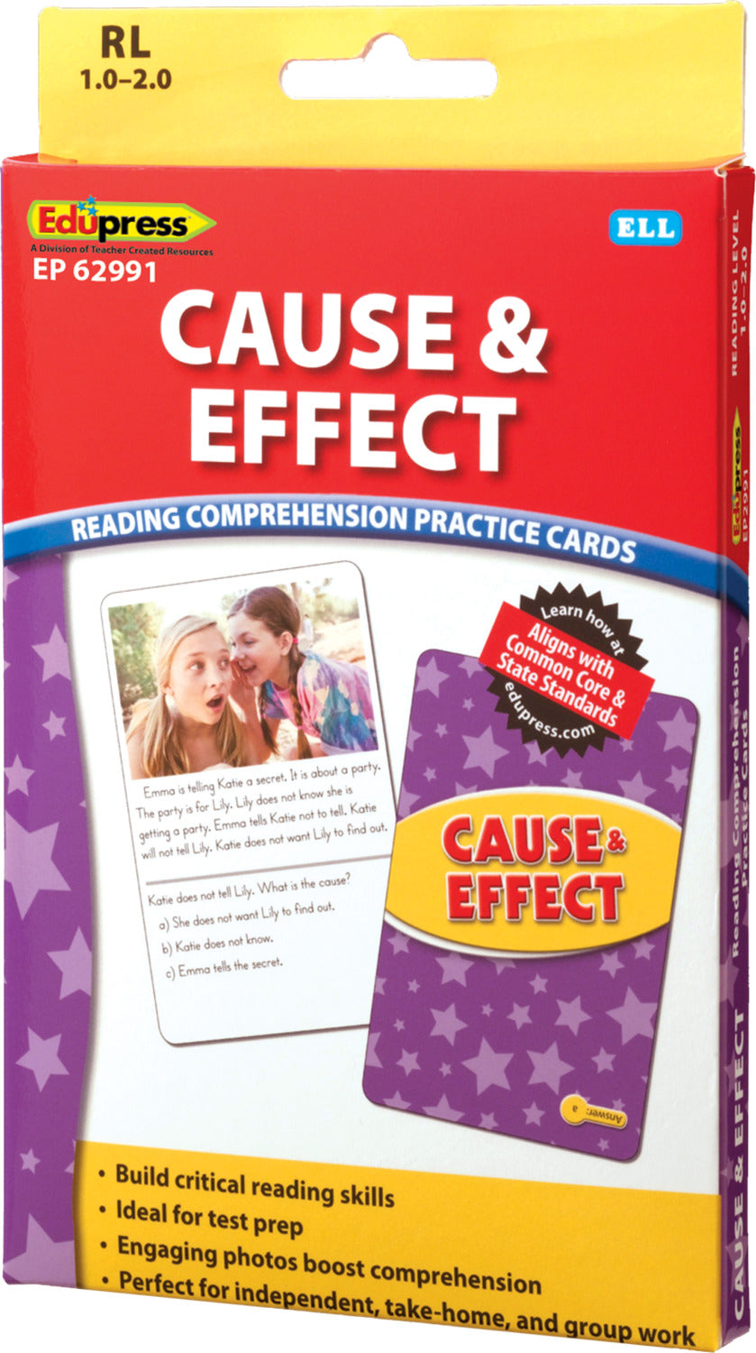 Reading Comprehension Practice Cards: Cause & Effect (Yellow Level)