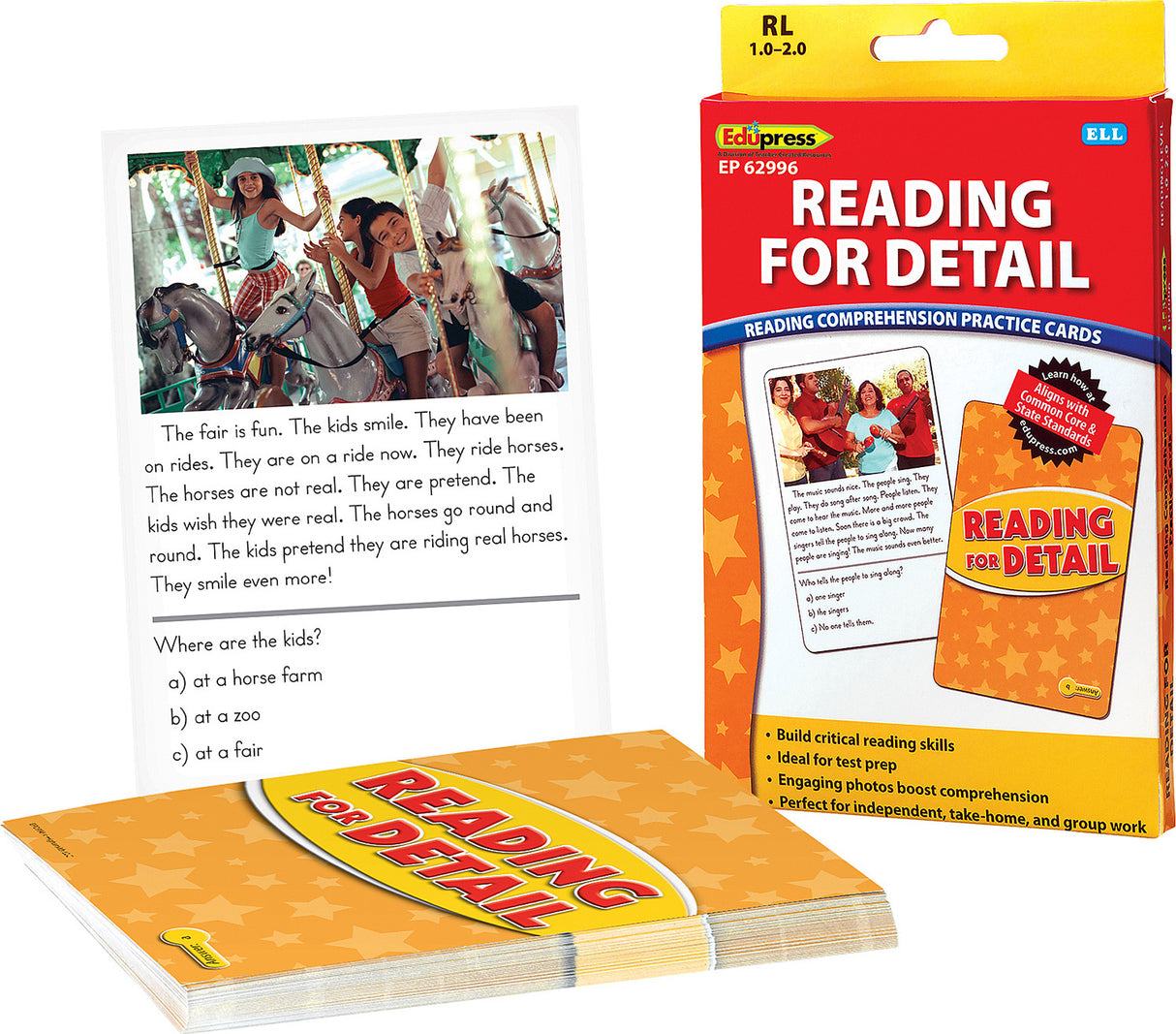 Reading Comprehension Practice Cards: Reading For Detail (Yellow Level)