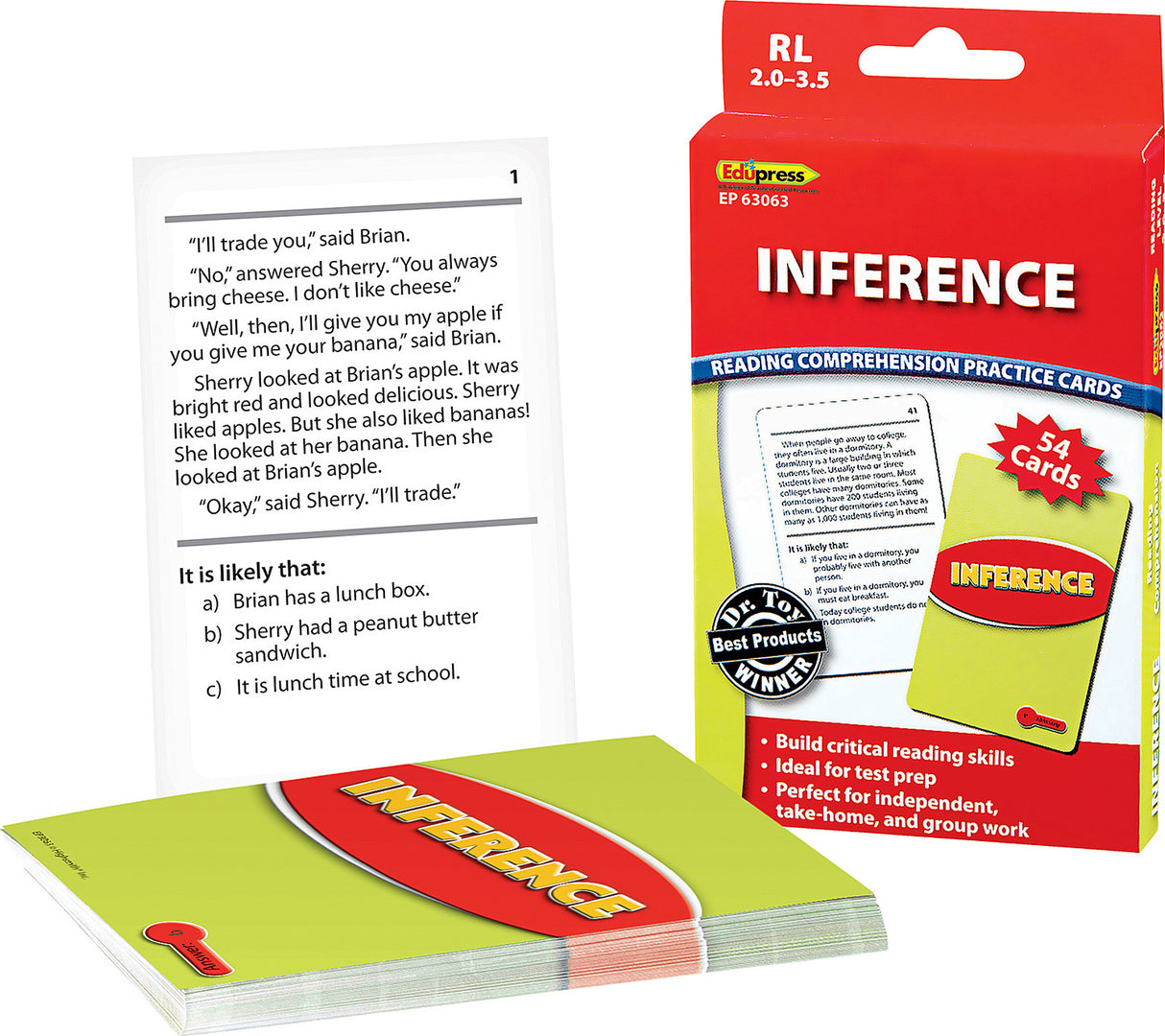 Reading Comprehension Practice Cards: Inference (Red Level)