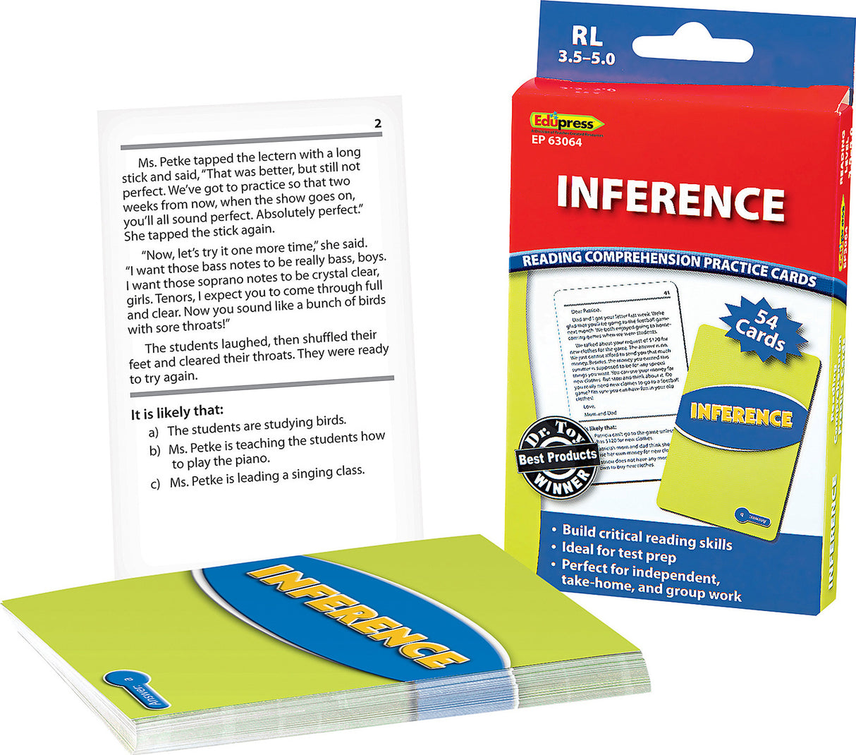 Reading Comprehension Practice Cards: Inference (Blue Level)