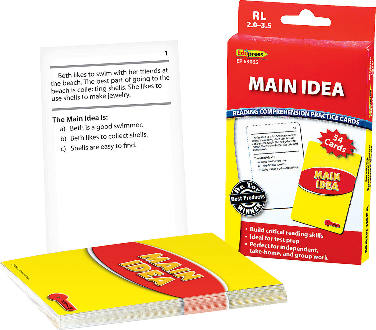 Reading Comprehension Practice Cards: Main Idea (Red Level)