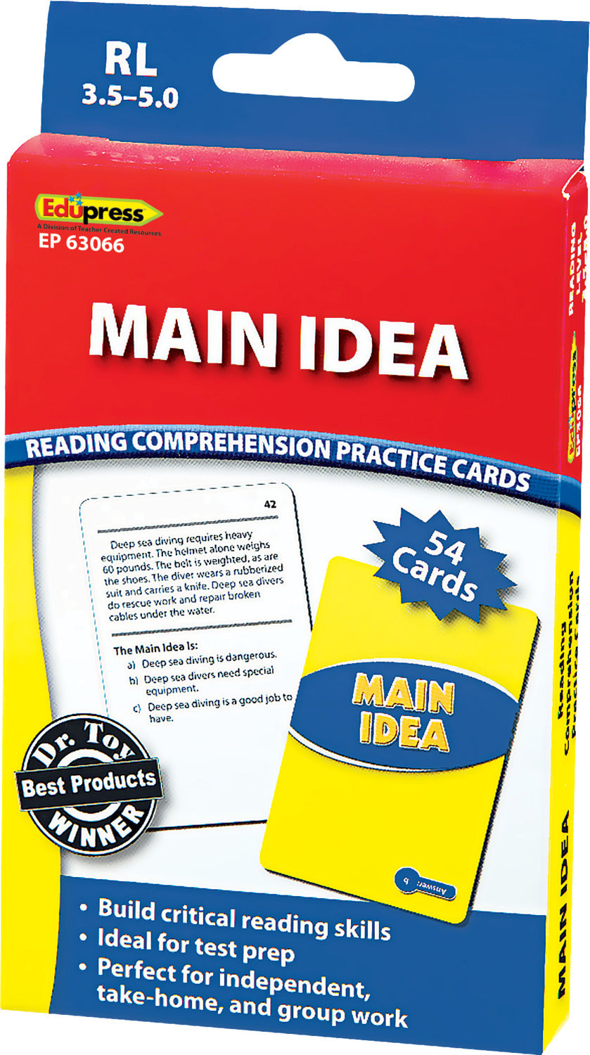 Reading Comprehension Practice Cards: Main Idea (Blue Level)