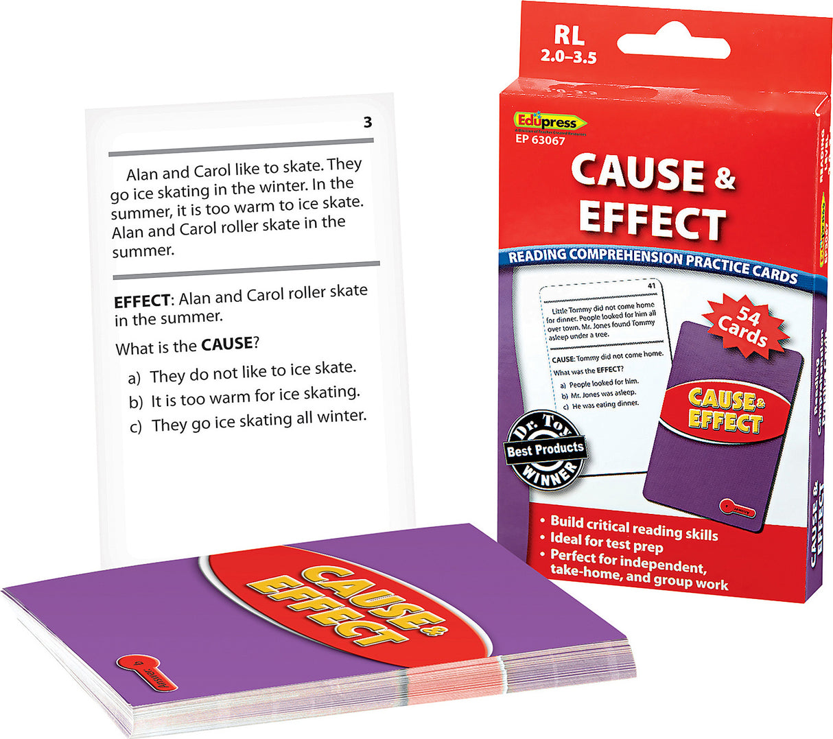 Reading Comprehension Practice Cards: Cause & Effect (Red Level)