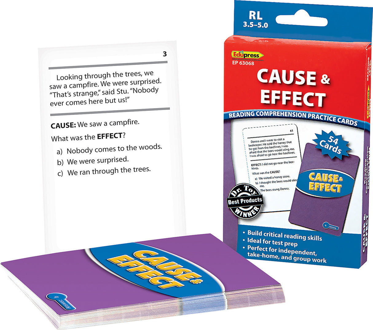 Reading Comprehension Practice Cards: Cause & Effect (Blue Level)