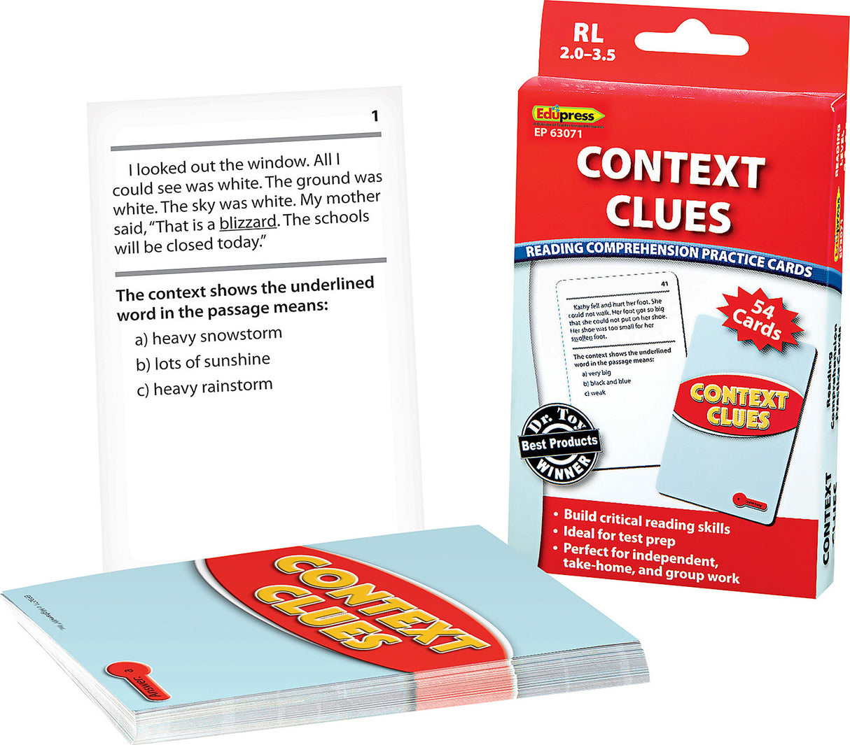 Reading Comprehension Practice Cards: Context Clues (Red Level)