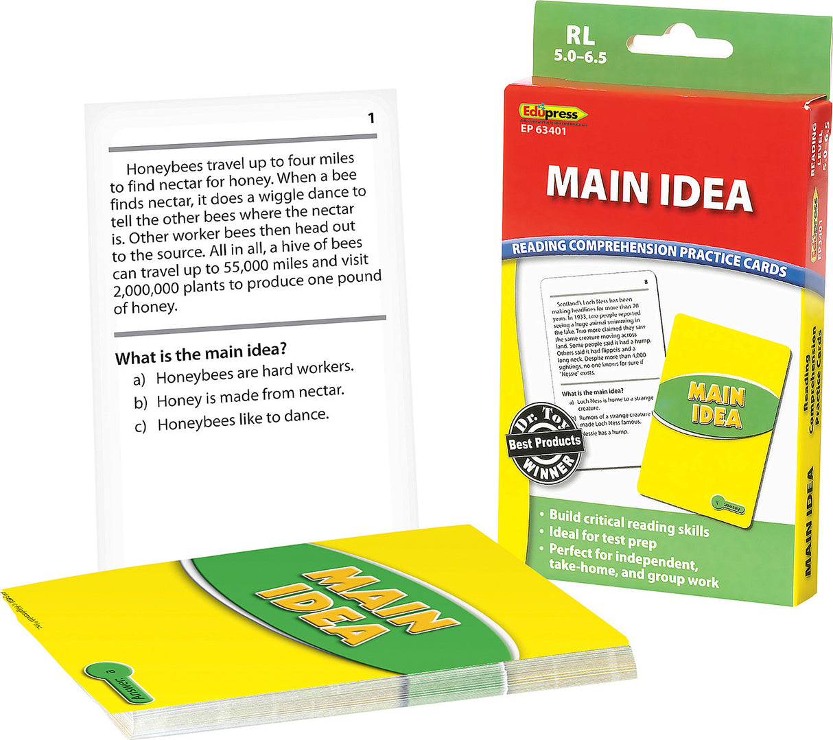 Reading Comprehension Practice Cards: Main Idea (Green Level)