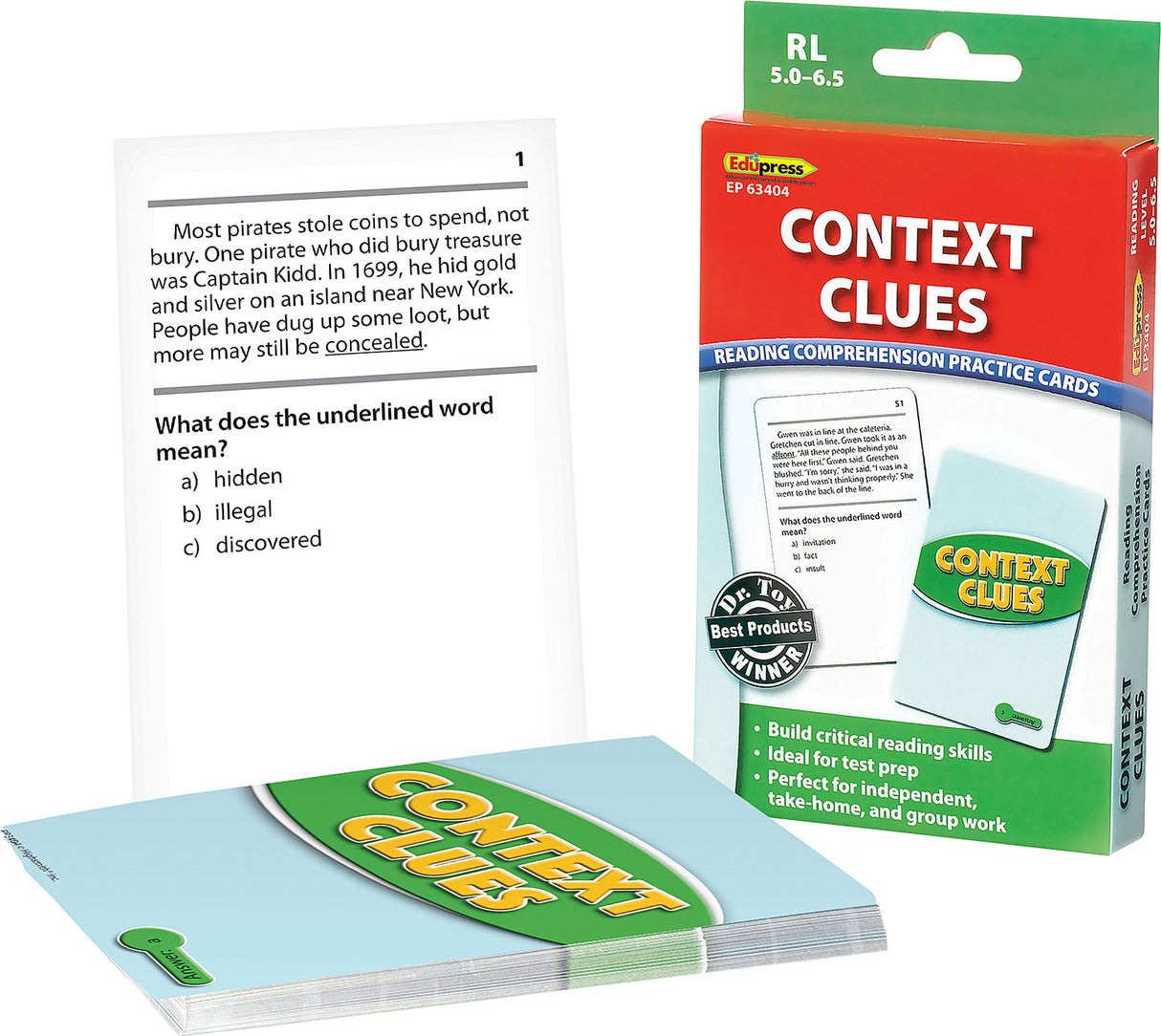 Reading Comprehension Practice Cards: Context Clues (Green Level)