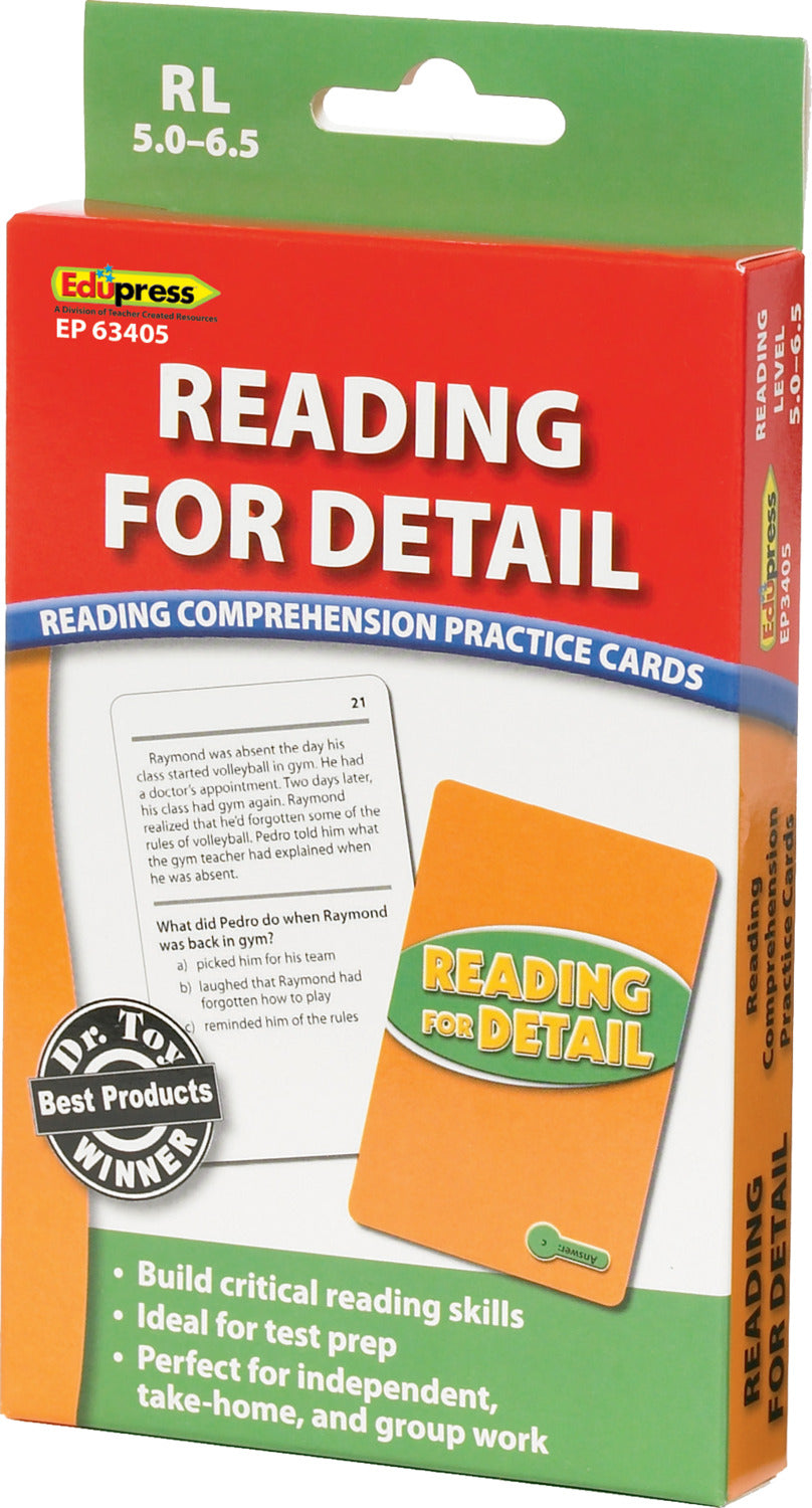 Reading Comprehension Practice Cards: Reading For Detail (Green Level)