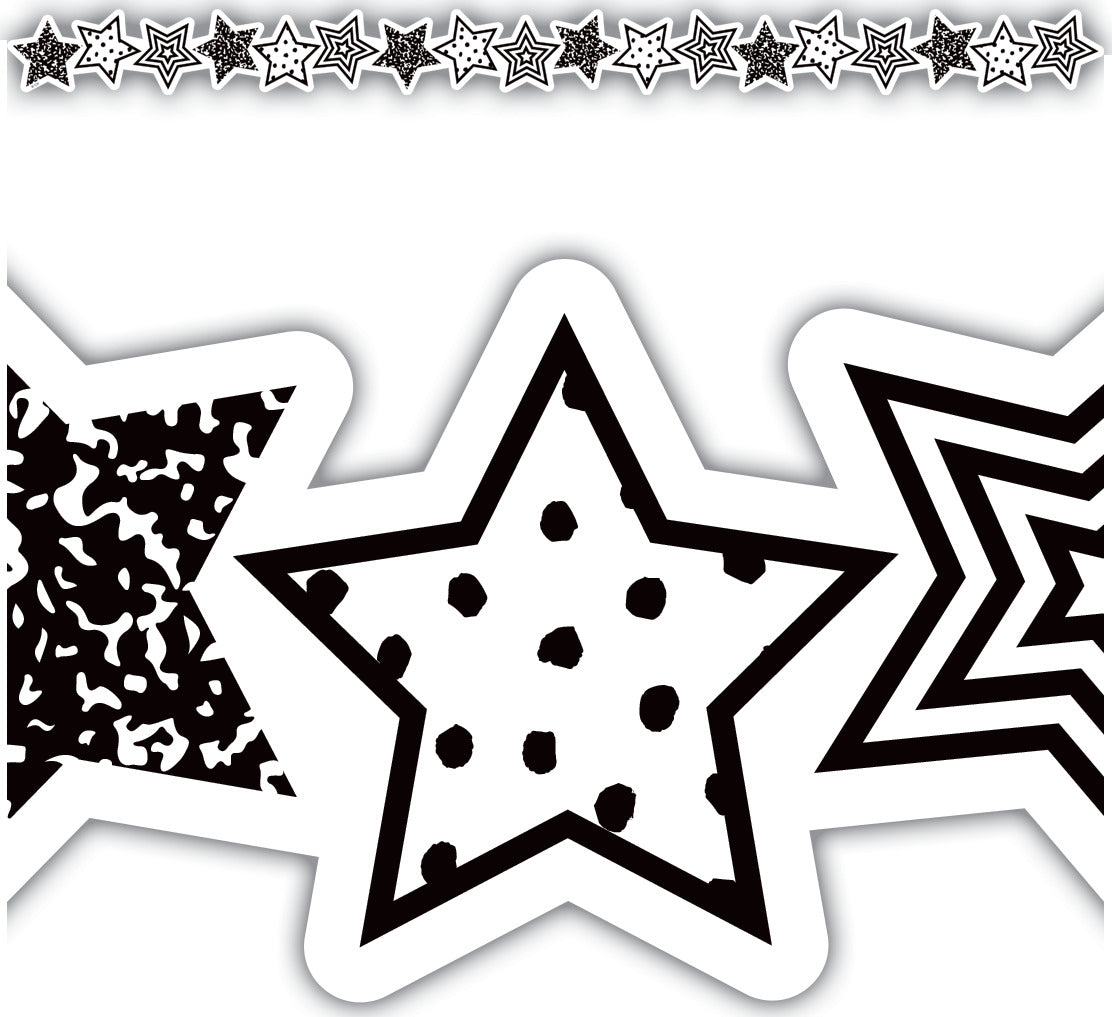 Black and White Stars Die-Cut Border Trim