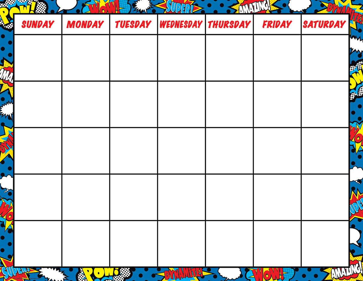 Superhero Calendar Chart