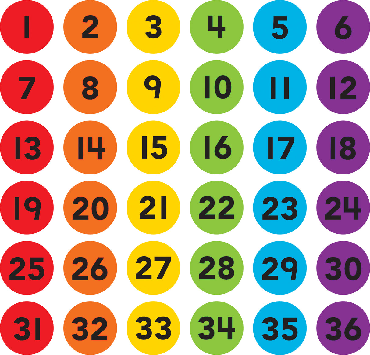 Spot On® Carpet Markers Numbers 1–36 - 4"