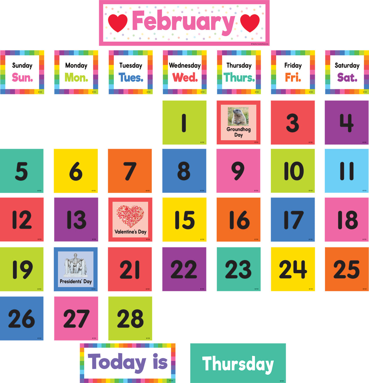 Colorful Calendar Pocket Chart Cards