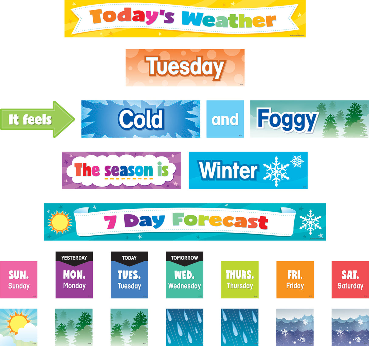 Colorful Weather Pocket Chart Cards