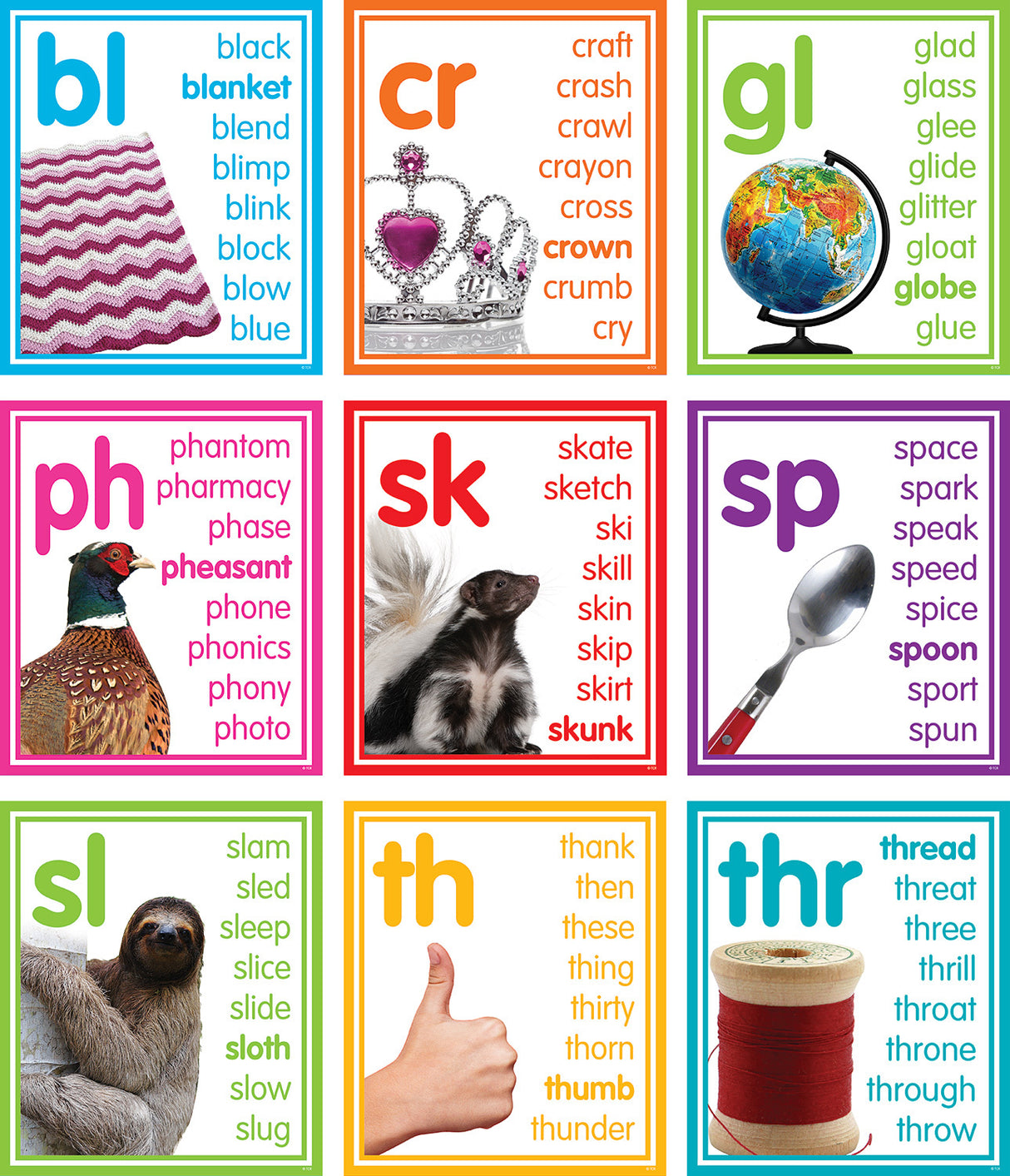 Colorful Photo Cards Digraphs and Blends Bulletin Board