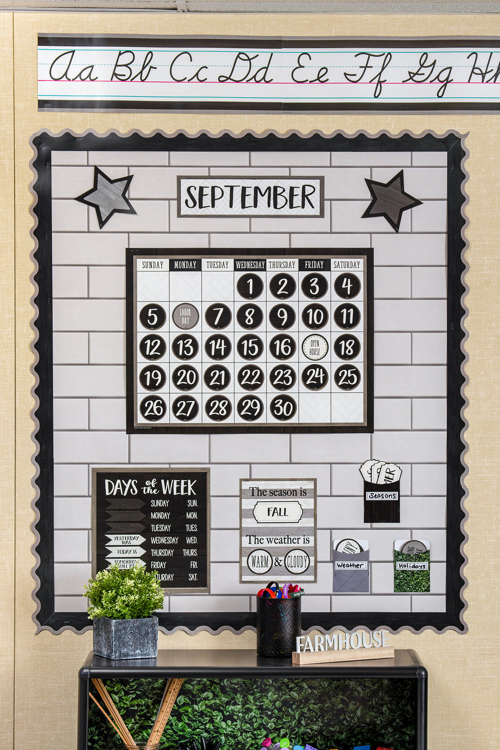 Modern Farmhouse Cursive Writing Bulletin Board
