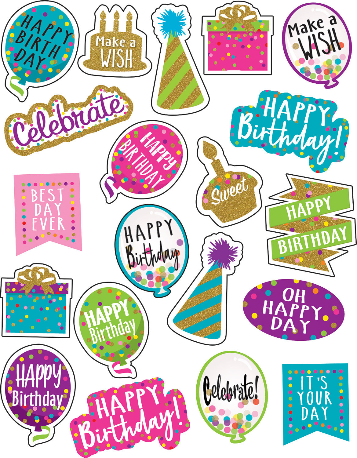 Confetti Happy Birthday Stickers