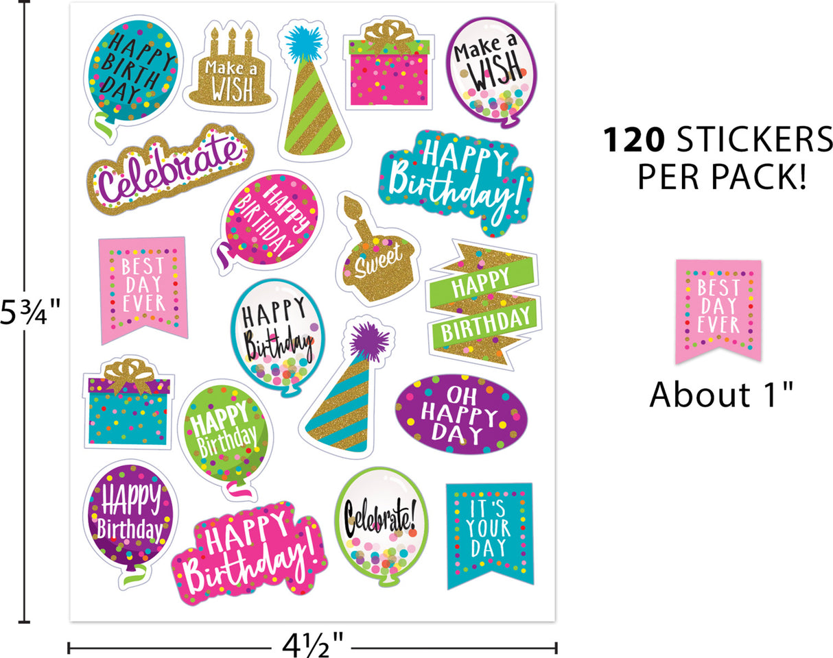 Confetti Happy Birthday Stickers