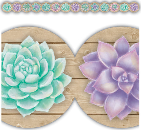 Rustic Bloom Succulents Die-Cut Border Trim
