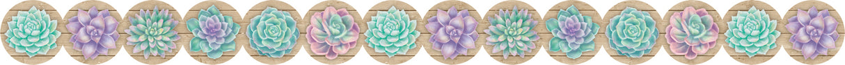 Rustic Bloom Succulents Die-Cut Border Trim