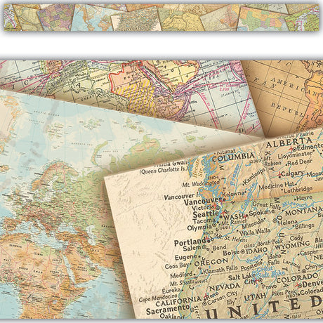 Travel the Map Straight Border Trim