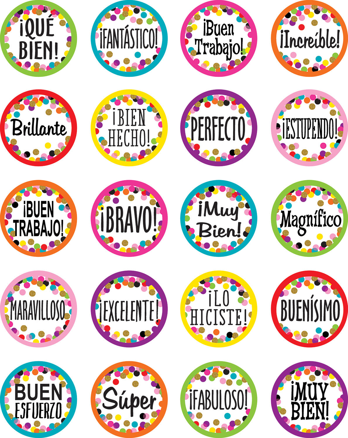 Confetti Spanish Stickers