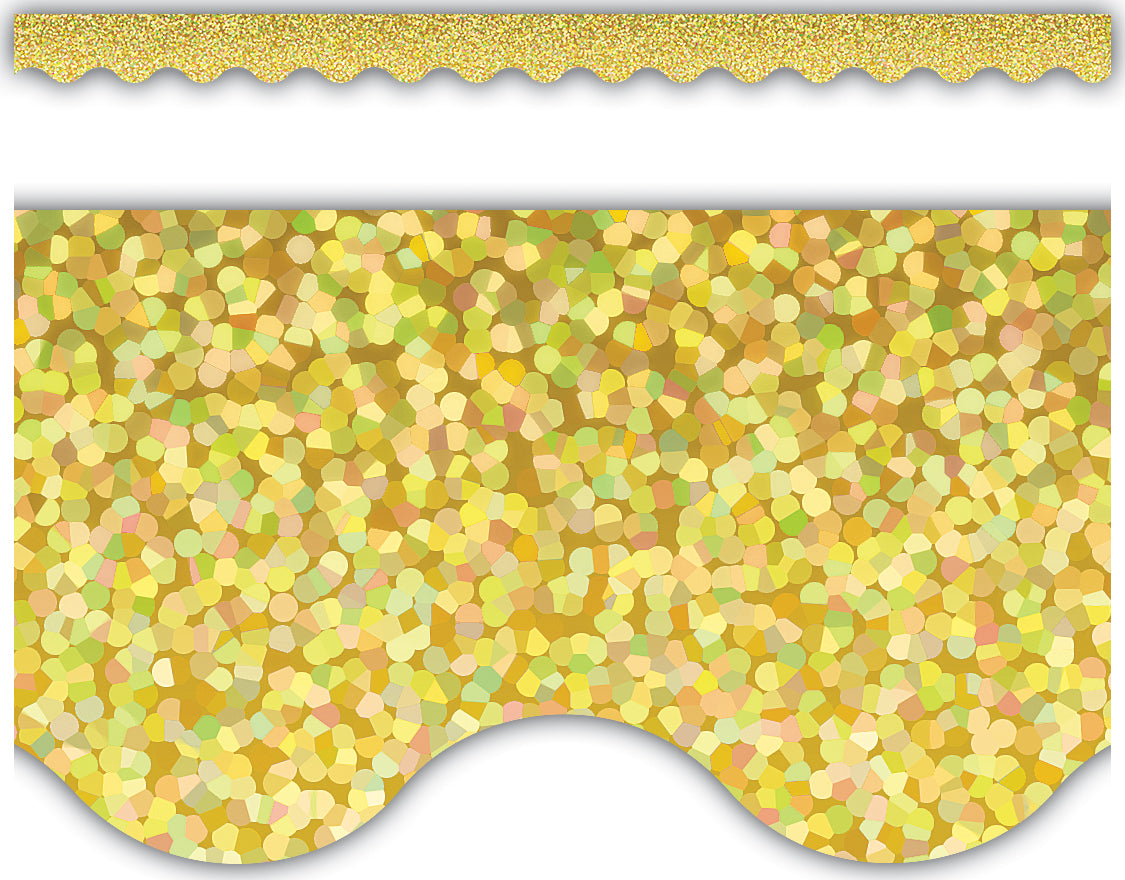 Yellow Sparkle Scalloped Border Trim