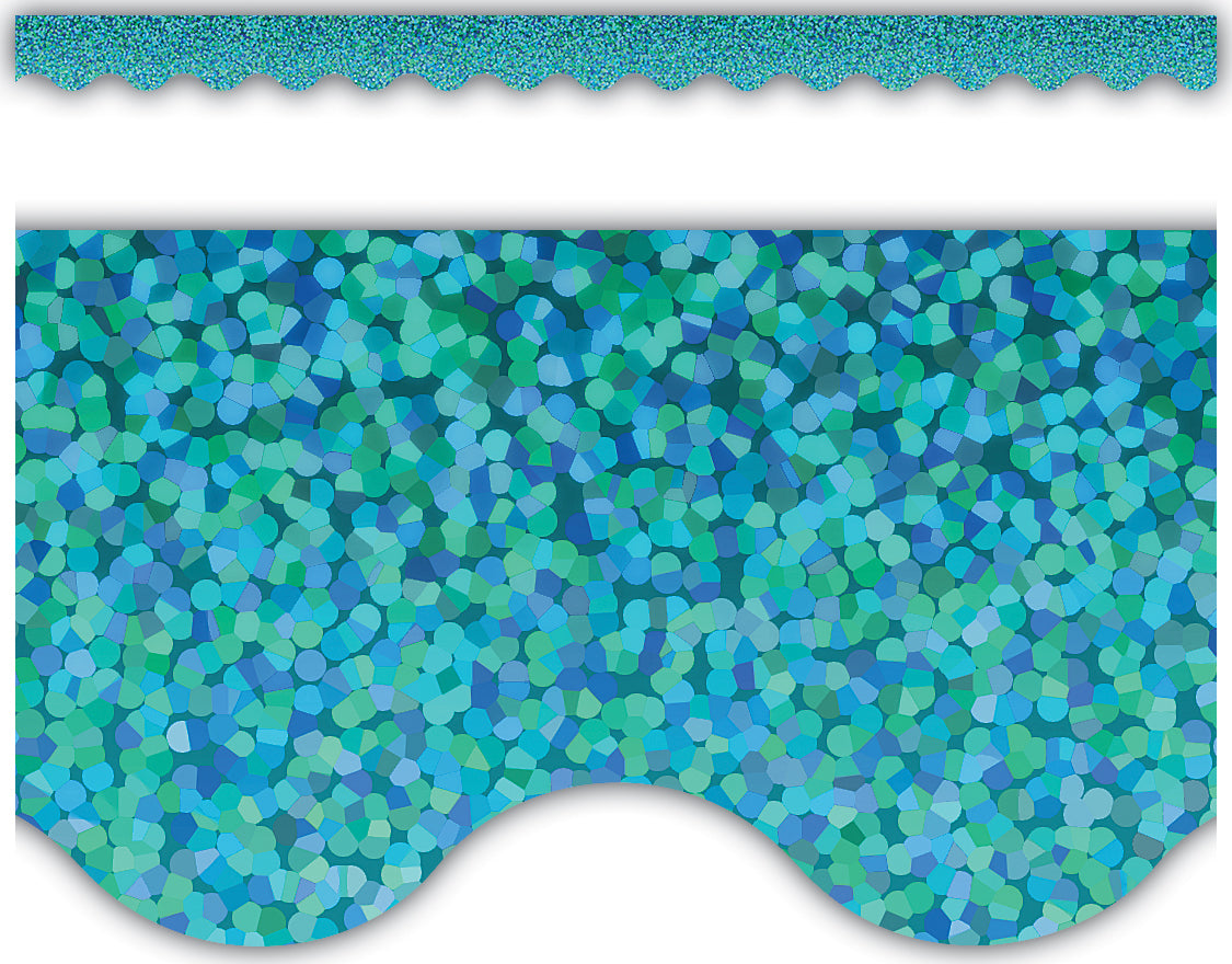 Teal Sparkle Scalloped Border Trim