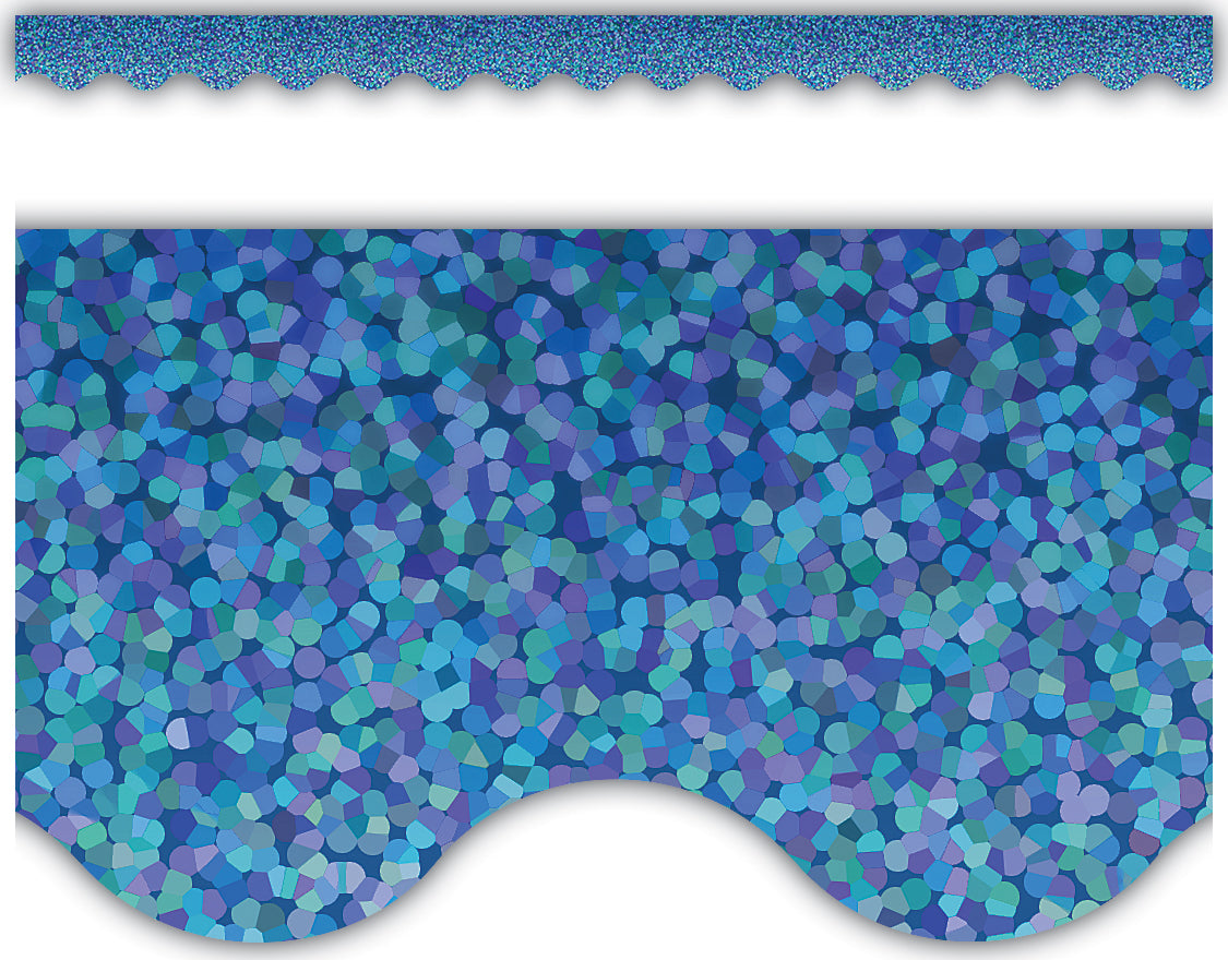 Blue Sparkle Scalloped Border Trim