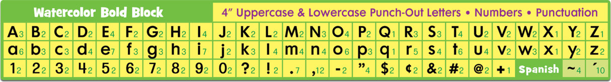 Watercolor Bold Block 4" Letters Combo Pack