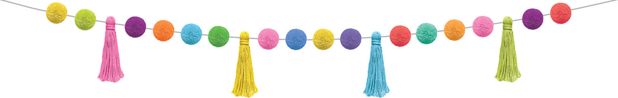 Colorful Pom-Poms and Tassels Garland
