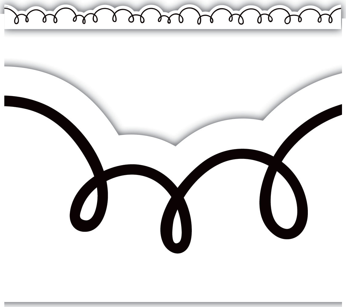 White with Black Squiggles Die-Cut Border Trim
