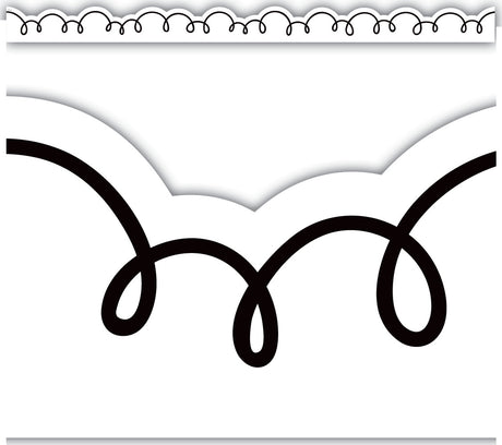 White with Black Squiggles Die-Cut Border Trim