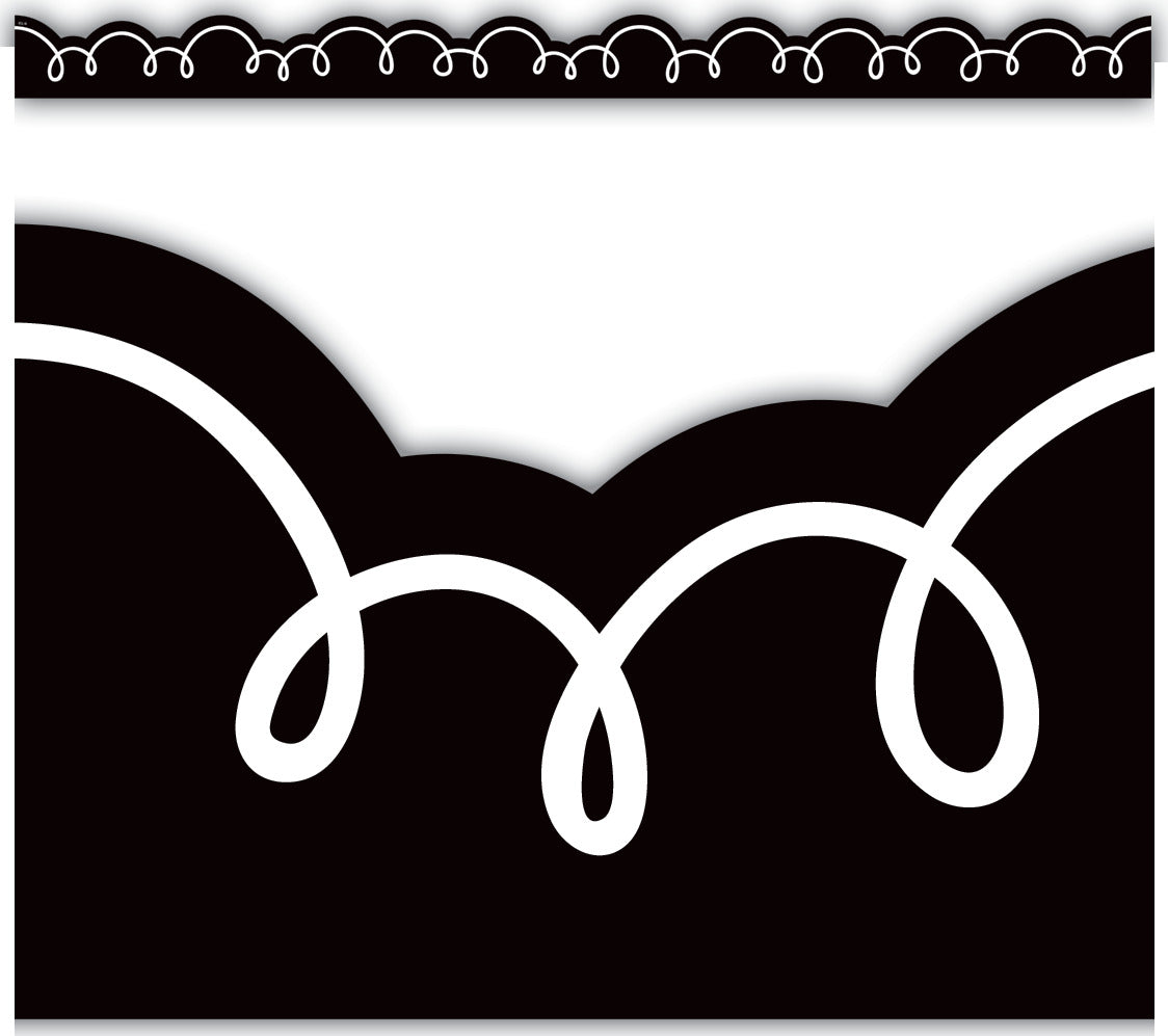 Black with White Squiggles Die-Cut Border Trim