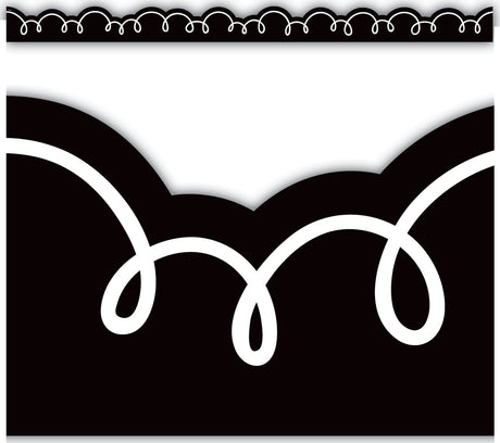 Black with White Squiggles Die-Cut Border Trim