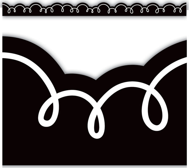 Black with White Squiggles Die-Cut Border Trim