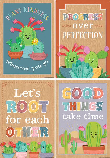 Happy Cactus Crew Positive Sayings Small Poster Pack