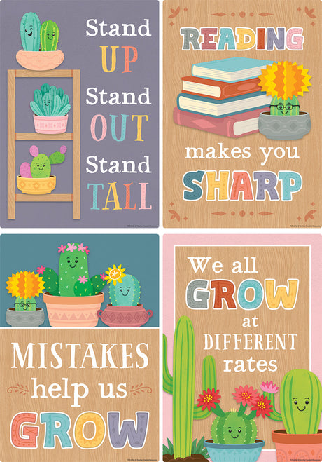 Happy Cactus Crew Positive Sayings Small Poster Pack