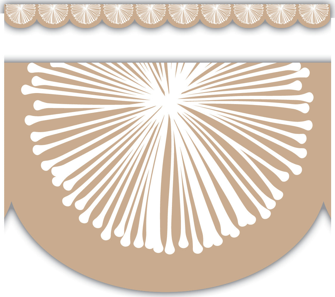 Natural Poms Scalloped Die-Cut Border Trim