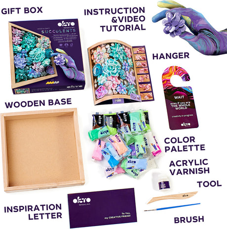 OKTO Sensory Art Wood & Craft Clay Kit - Tenderness Succulents