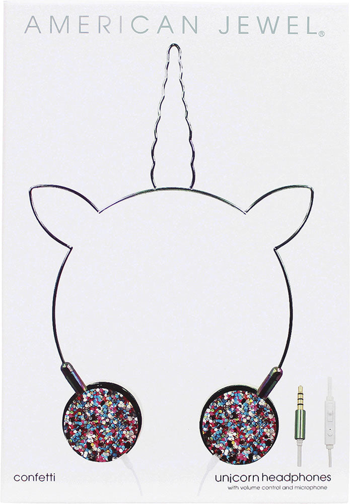 American Jewel Confetti Unicorn Headphones