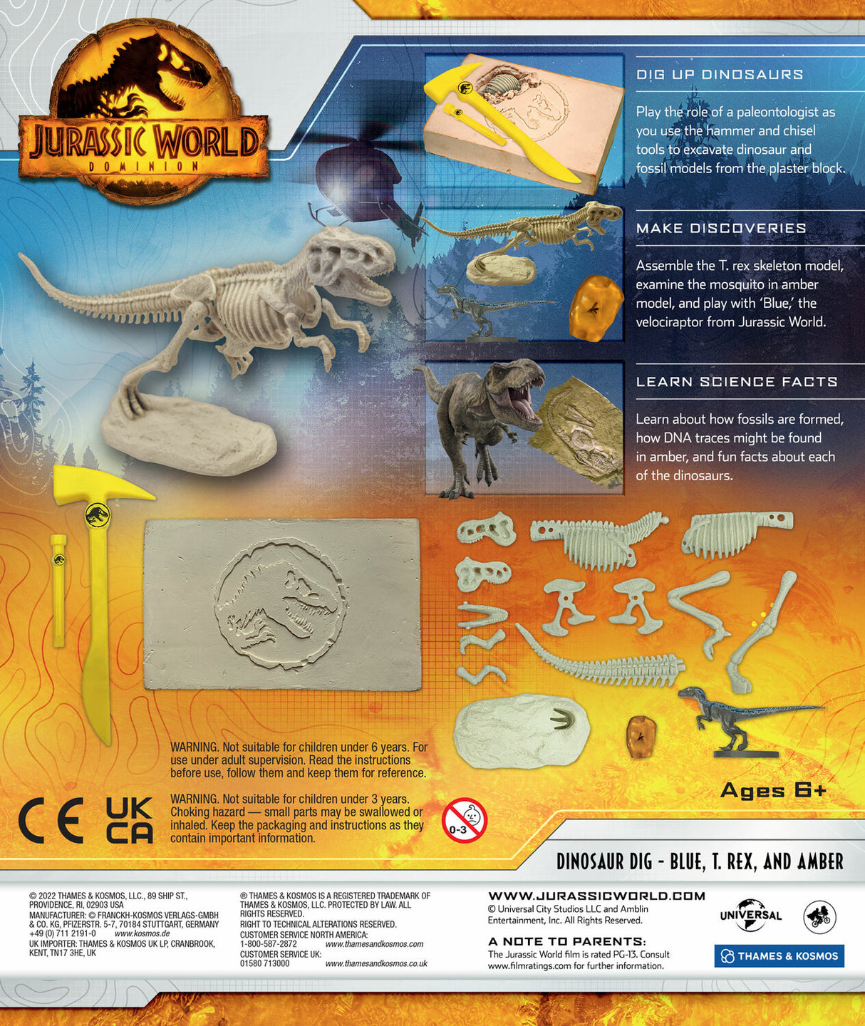 Jurassic World: Dominion Dinosaur Dig - Blue, T. Rex, and Amber