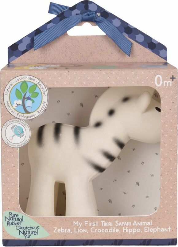 Zebra Natural Organic Rubber Teether, Rattle & Bath Toy