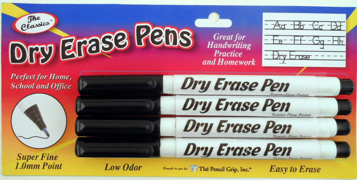 Fine Point Dry Erase Black Pens 1.0 mm (4 Pack)