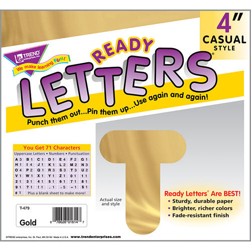 Gold Metallic 4" Casual uppercase Ready Letters