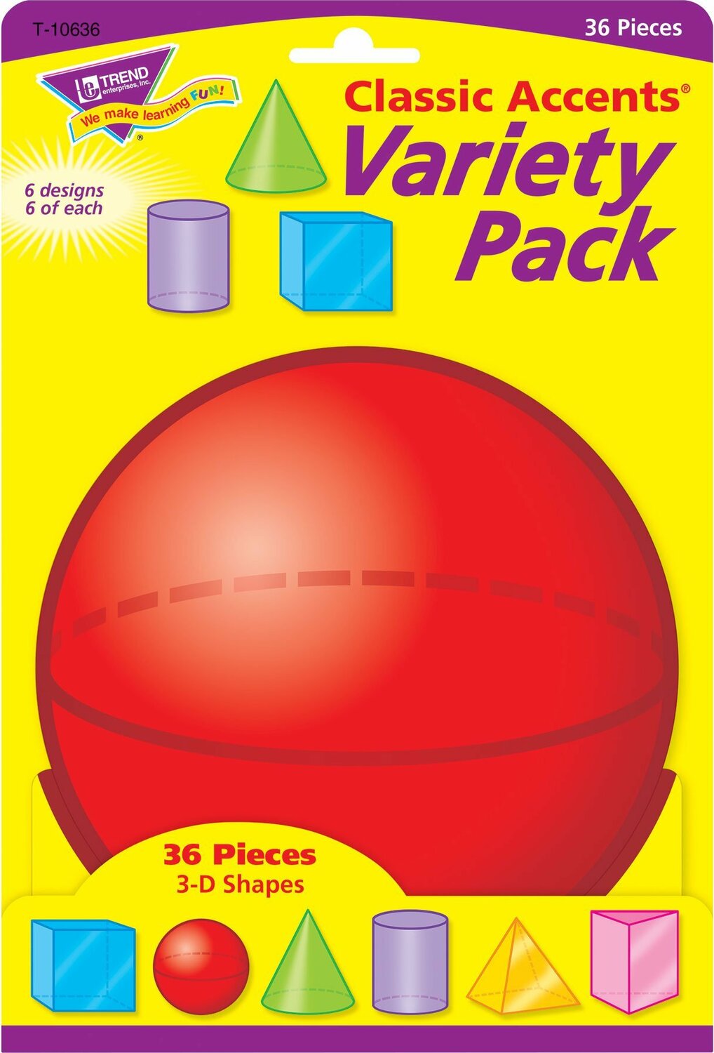 3-D Shapes Classic Accents Variety Pack, 36 Ct