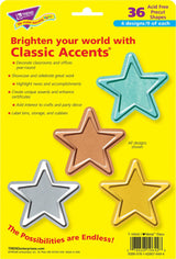 I  Heart Metal Stars Classic Accents Var. Pack, 36 Ct