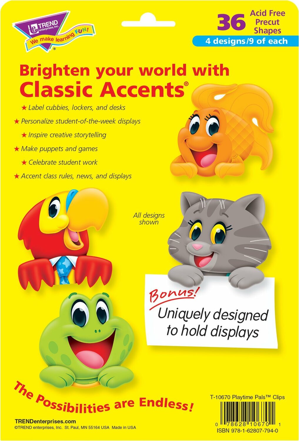 Playtime Pals Clips Classic Accents Variety Pack, 36 Ct