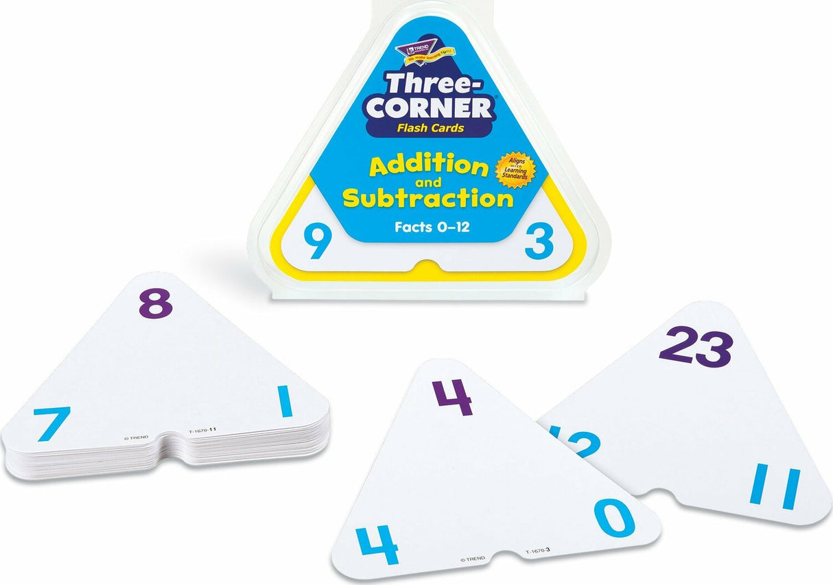 Addition and Subtraction Three-Corner Flash Cards