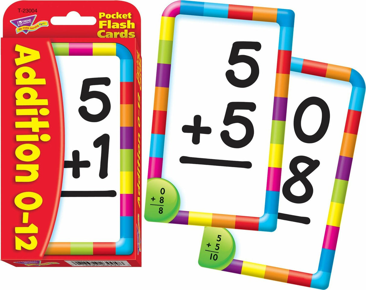 Addition 0-12 Pocket Flash Cards